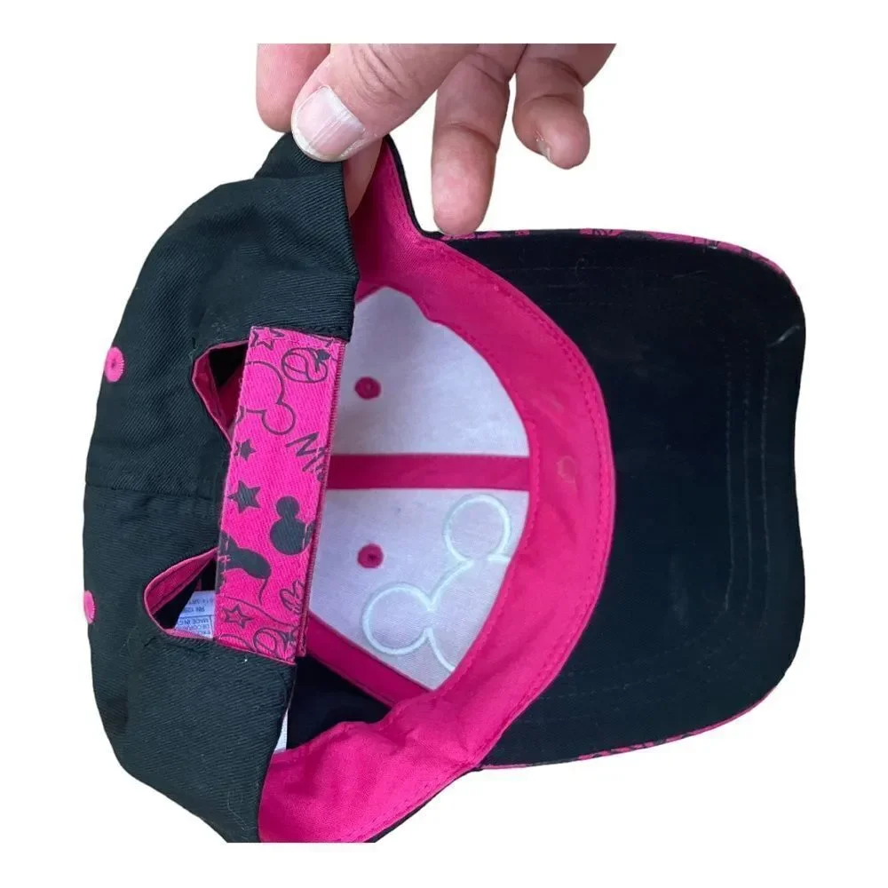 Disney Parks Mickey Mouse Baseball Hat Youth Size Cap Black And Pink